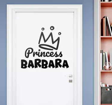 Prinzessinnenkrone Namens kreativer Türaufkleber - TenStickers