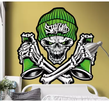 Urban Aufkleber Grüne totenkopfbrille graffiti - TenStickers