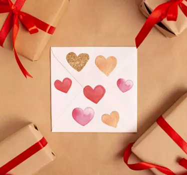 Wasserfarben Herzen Aufkleber für Valentinstag - TenStickers