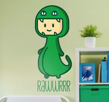 Wandtattoo Kind im Dinosaurier Kostüm - TenStickers