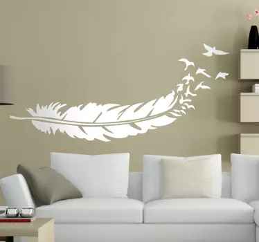 Wandtattoo Wohnzimmer Vogel Feder Design - TenStickers