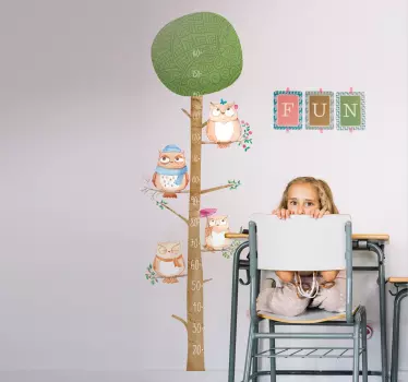 Wandsticker Messlatte Kinder Eule - TenStickers