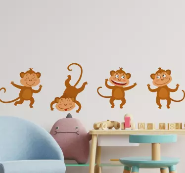 Wandstickers Kinderzimmer Lustige affen - TenStickers