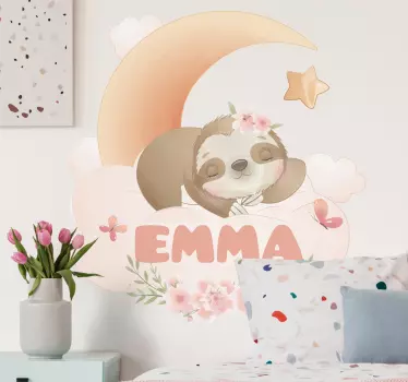 Wandstickers Kinderzimmer Süße tiere faultier mit Namen - TenStickers