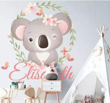 Wandtattoo Kinderzimmer Süße tiere koala mit Namen - TenStickers