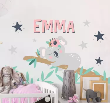 Wandstickers Kinderzimmer Süßer koala für mädchen mit Namen - TenStickers