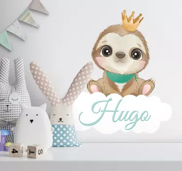 Wandstickers Kinderzimmer Süßes faultier für jungen mit Namen - TenStickers