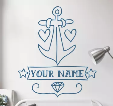 Wandtattoo Anker mit gestaltbarem Namen - TenStickers