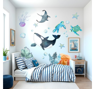 Wandtattoo aquarell unterwassermotiv - TenStickers