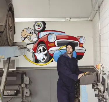 Wandtattoo Auto mit Luftdruck Maschine - TenStickers