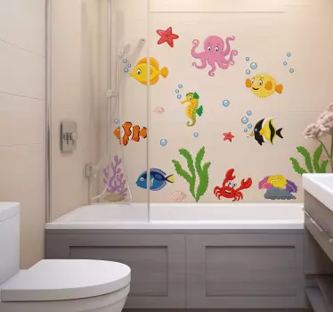 Wandtattoo Badezimmer Unterwasserwelt - TenStickers