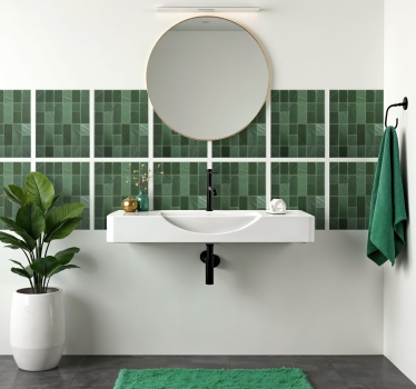 Wandtattoo Badezimmer claire-grünes rechteck-motiv - TenStickers