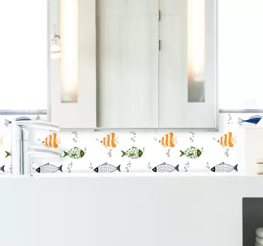 Bordüre Fische Muster Wandtattoo Badezimmer - TenStickers