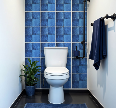 Wandtattoo Badezimmer marineblaues quadratmotiv - TenStickers