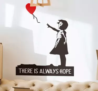 Wandtattoo Wohnzimmer Banksy Mädchen Hope Design - TenStickers