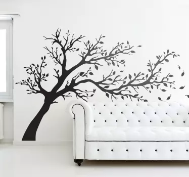 Wandtattoo Wohnzimmer mit Baum im Wind - TenStickers