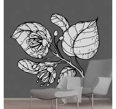 Wandtattoo blumen blattgruppe - TenStickers