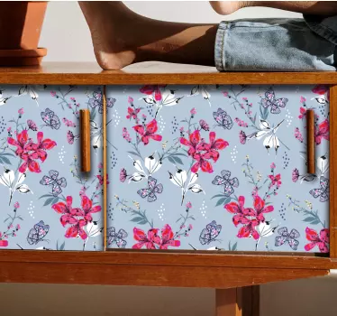 Wandtattoo Blumen blumenmuster mit schmetterlingen - TenStickers