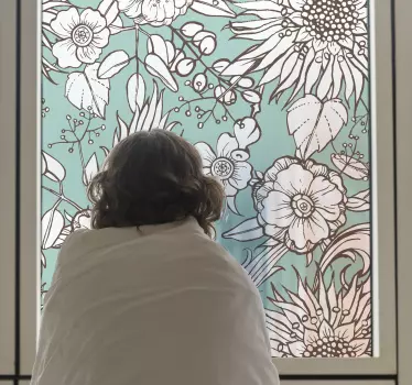 Wandtattoo blumen florales sichtmuster - TenStickers