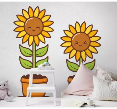 Wandtattoo blumen fröhliche sonnenblumenfiguren - TenStickers