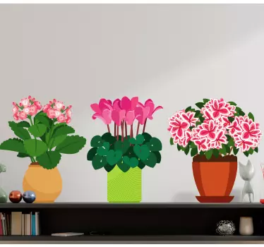 Wandtattoo blumen lebendige topfblüten - TenStickers