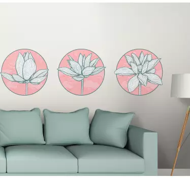 Wandtattoo blumen lotusblüten trio - TenStickers