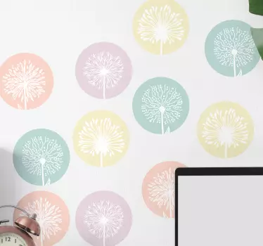Wandtattoo blumen löwenzahnkreis formen - TenStickers