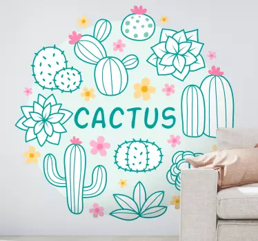 Wandtattoo blumen mit kaktusblüten elementen - TenStickers