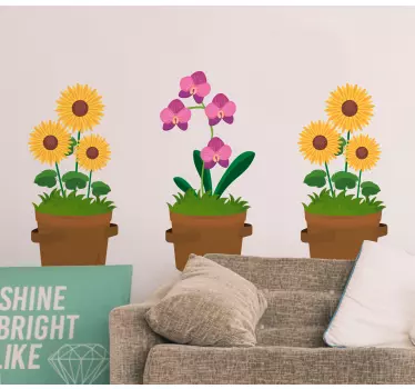 Wandtattoo blumen topfpflanzen arrangement - TenStickers