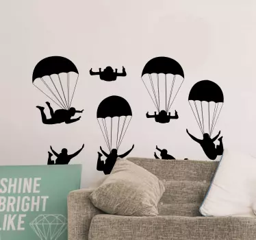 Wandtattoo Extremsport fallschirmspringer-silhouetten-set - TenStickers
