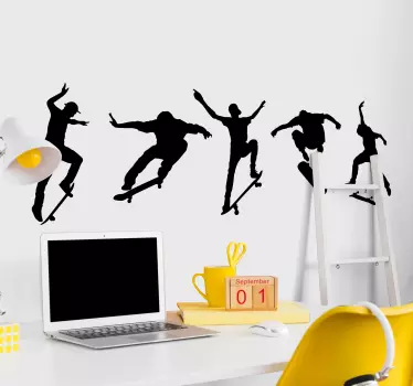Wandtattoo extremsport skateboard trick silhouetten - TenStickers