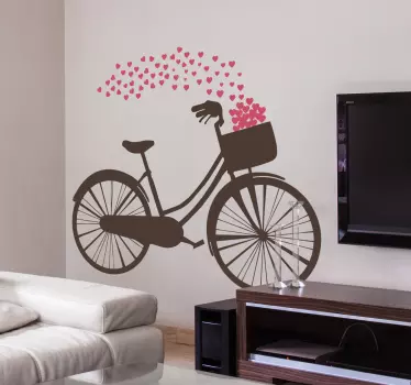 Wandtattoo Fahrrad mit Herzen - TenStickers