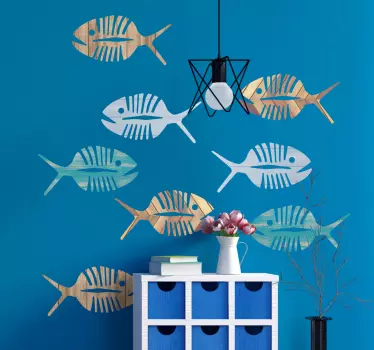 Wandtattoo Wohnzimmer Fische mit Gräten - TenStickers