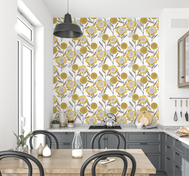 Wandtattoo floral gelbe abstrakte Blumenmuster - TenStickers