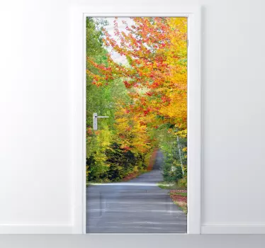 Herbstlandschaft Weg kreativer Türaufkleber - TenStickers