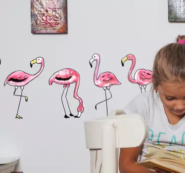 Bordüre selbstklebend Flamingo Zeichnung - TenStickers