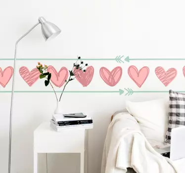 Wandtattoo Wohnzimmer Herzen Liebe Bordüre - TenStickers