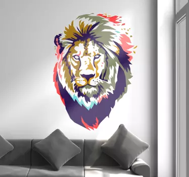 Wandtattoo Wohnzimmer Löwe Grafik Farben - TenStickers