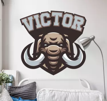 Wandtattoo Tier Mammut mit Namen - TenStickers