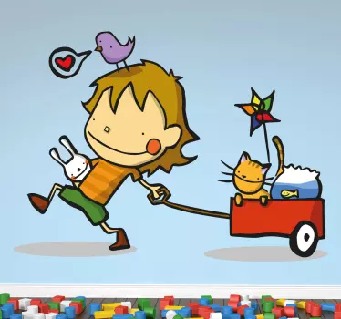 Wandtattoo Junge mit Wagen - TenStickers