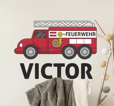 Personalisierter Aufkleber personalisiertes Feuerwehrauto - TenStickers