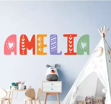 Wandtattoo Kinderzimmer bunte namensanzeige - TenStickers