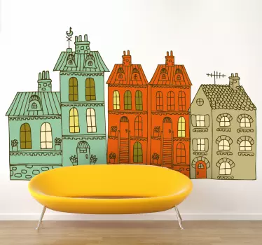 Wandtattoo Kinderzimmer Häusersammlung - TenStickers