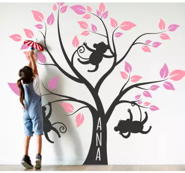 Wandtattoo kinderzimmer mit individuellen baumaffen - TenStickers