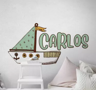 Wandtattoo kinderzimmer niedliches segelboot design - TenStickers