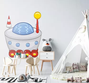 Wandtattoo Kinderzimmer Raumschiff mit Rädern - TenStickers