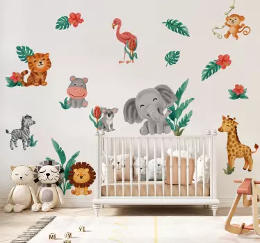 Wandtattoo süße Safaritiere für Kinderzimmer - TenStickers