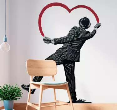 Mann malt Herz Banksy Wandtattoo Wohnzimmer - TenStickers