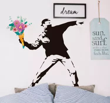 Wandtattoo Kunst Banksy Revolution Blumen - TenStickers