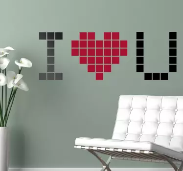 Wandtattoo love u pixel - TenStickers